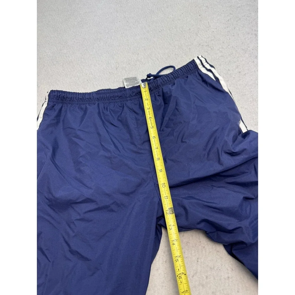 VTG Adidas Track Pants Mens Large Blue Nylon 3 Stripe Lined Zip Ankle Athletic